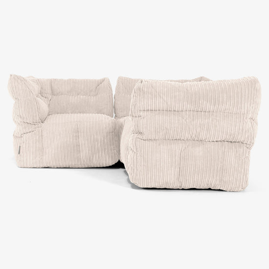 Modulsofa Hjørnesofa 3-seter - Kordfløyel Elfenben 02