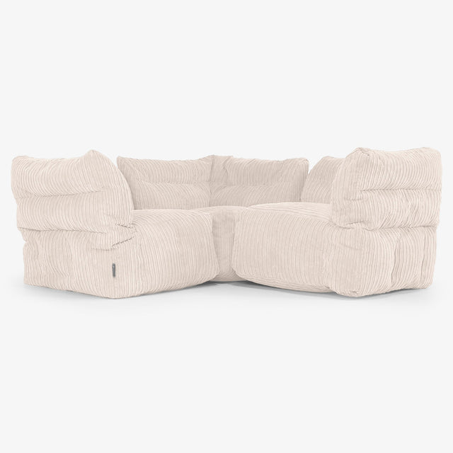 Modulsofa Hjørnesofa 3-seter - Kordfløyel Elfenben 01