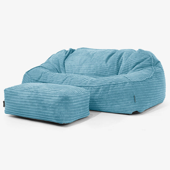 Sloucher Oversized Sakkosekk Sofa - Kordfløyel Turkis 02