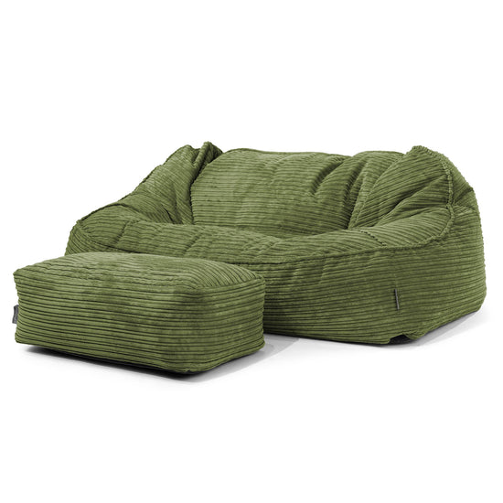 Sloucher Oversized Sakkosekk Sofa - Kordfløyel Skoggrønn 02