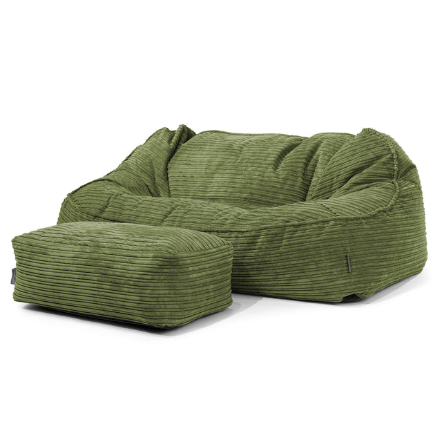 Sloucher Oversized Sakkosekk Sofa - Kordfløyel Skoggrønn 02