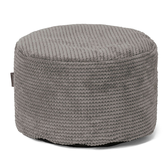 Liten Rund Fotskammel - Pom-pom Koksgrå 01