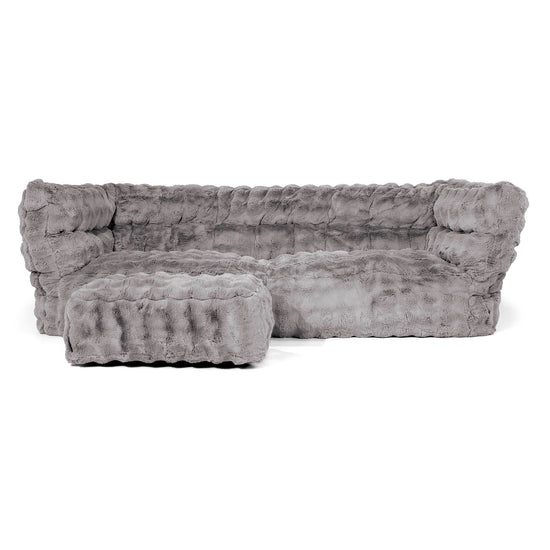 Louis 3-seter Saccosekk Sofa - Falsk Pels Boble Grå 02