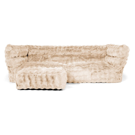 Louis 3-seter Saccosekk Sofa - Falsk Pels Boble Krem 02