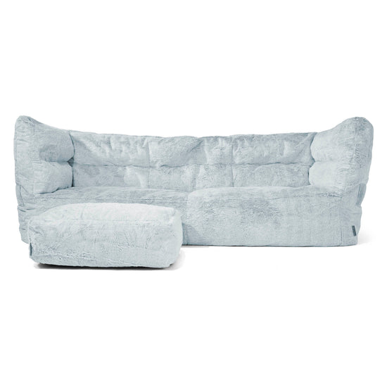Louis 3-seter Saccosekk Sofa - Kanin-fuskepels Støvete Blå 02