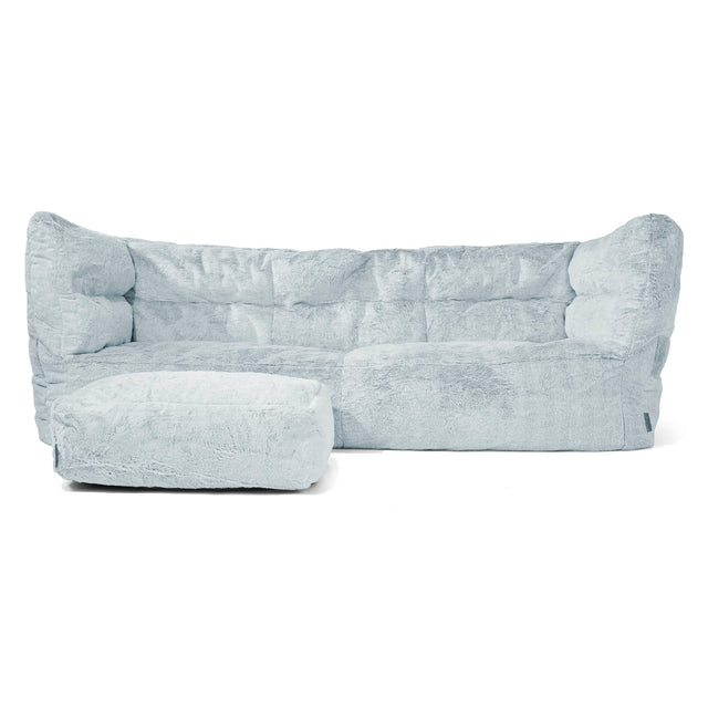 Louis 3-seter Saccosekk Sofa - Kanin-fuskepels Støvete Blå 02