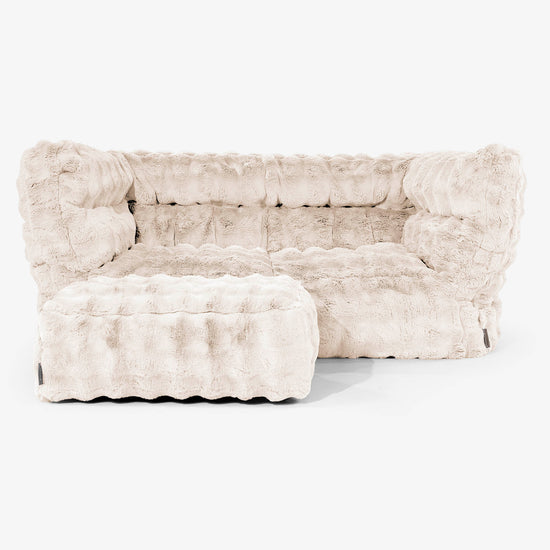 Albert 2-seter Saccosekk Sofa 2.0 - Falsk Pels Boble Krem 02
