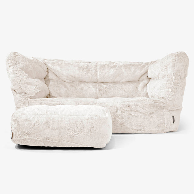 Albert 2-seter Saccosekk Sofa 2.0 - Kanin-fuskepels Hvit 02