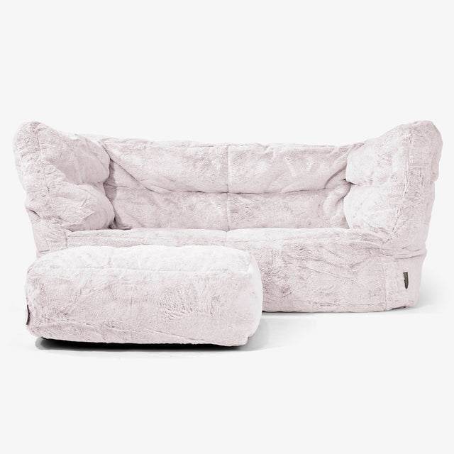 Albert 2-seter Saccosekk Sofa 2.0 - Kanin-fuskepels Støvete Rosa 02
