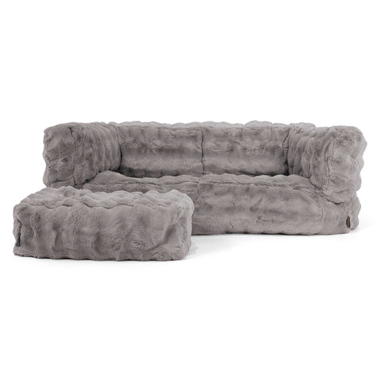 Albert 2-seter Saccosekk Sofa - Falsk Pels Boble Grå 02