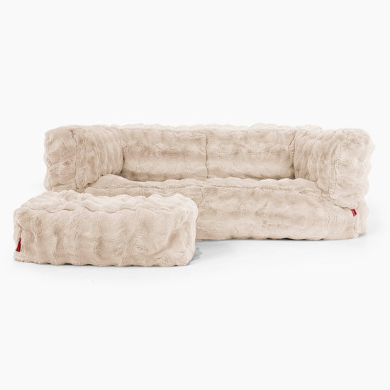 Albert 2-seter Saccosekk Sofa - Falsk Pels Boble Krem 02