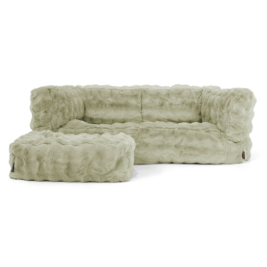 Albert 2-seter Saccosekk Sofa - Falsk Pels Boble Salviegrønn 02