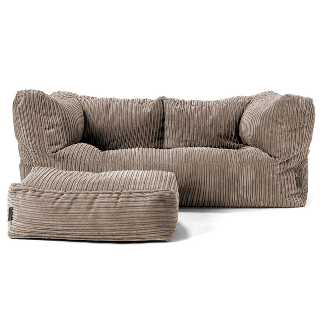 Albert 2-seter Saccosekk Sofa - Kordfløyel Duegrå 02