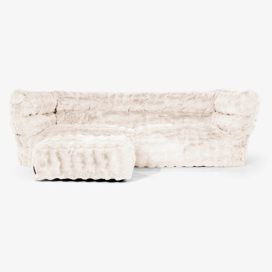 Albert 3-seter Saccosekk Sofa 2.0 - Falsk Pels Boble Krem 02