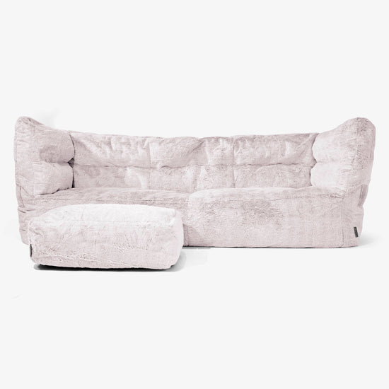 Albert 3-seter Saccosekk Sofa 2.0 - Kanin-fuskepels Støvete Rosa 02