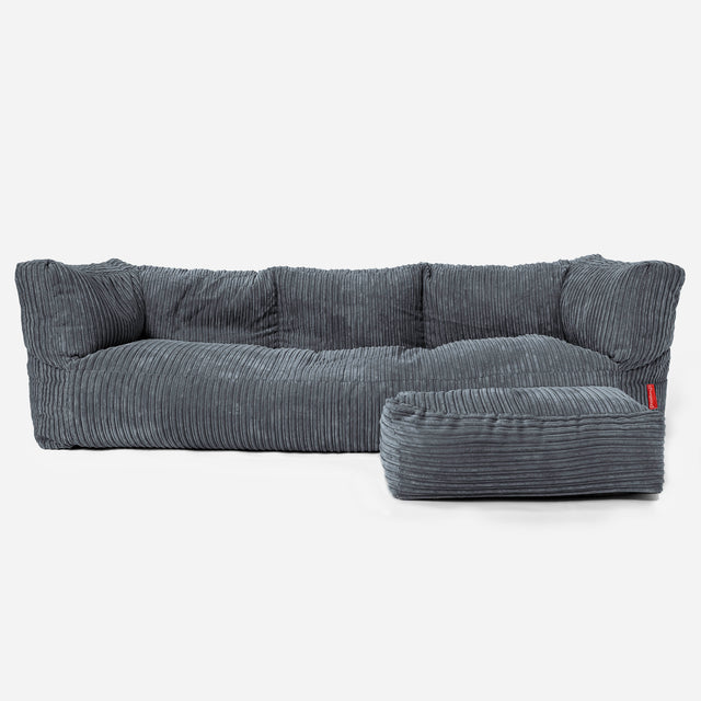 Albert 3-seter Saccosekk Sofa - Kordfløyel Skifergrå 02