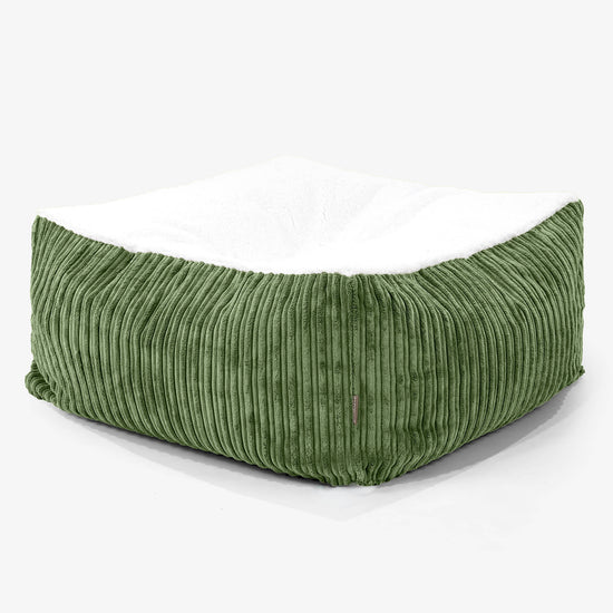 Den Kjempe Madrass Large-hundeseng - Sherpa & Kordfløyel Skoggrønn - 01