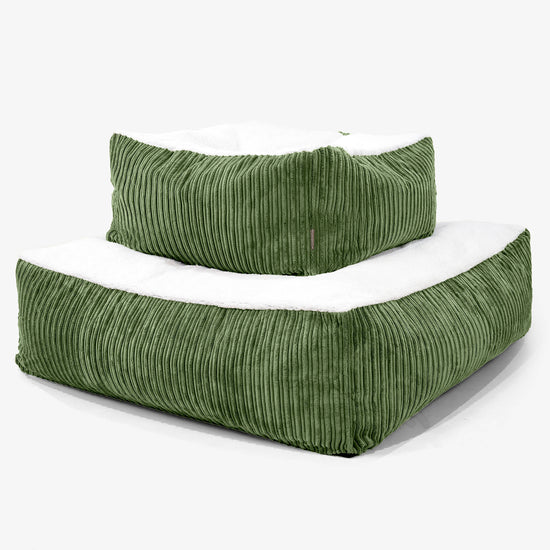 Den Kjempe Madrass Large-hundeseng - Sherpa & Kordfløyel Skoggrønn - 03