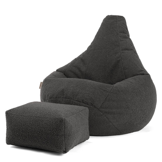 Hvilestol Saccosekk - Bouclé Grafitt 01