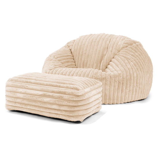 Klassisk Sakkosekk Sofa - Ultrabehagelig Kord Krem 02