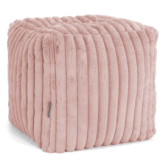 Kube Fotskammel Puff - Ultrabehagelig Kord Støvete Rosa 01