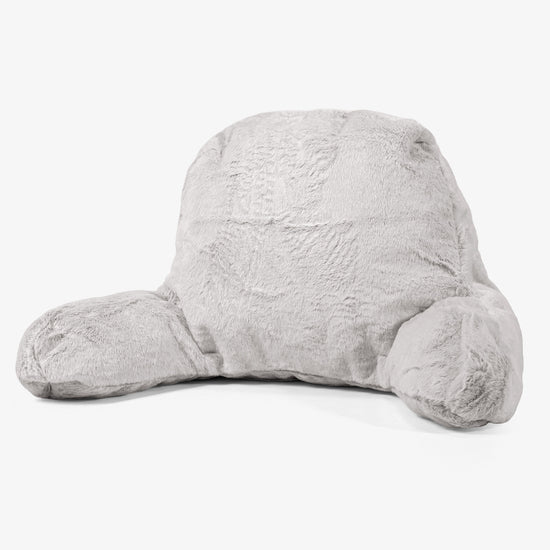 Lesepute med Høy Ryggstøtte - Kanin-fuskepels Lysegrå 01