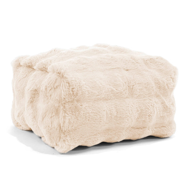 Liten Fotskammel - Falsk Pels Boble Krem 01