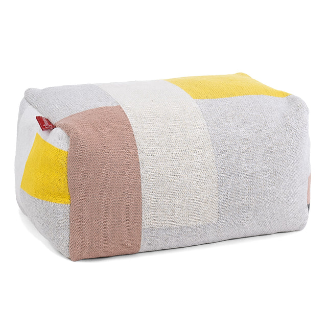 Liten Fotskammel - Strikket Fargeblokk Grå 01