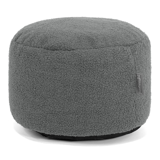 Liten Rund Fotskammel - Bouclé Grå 01