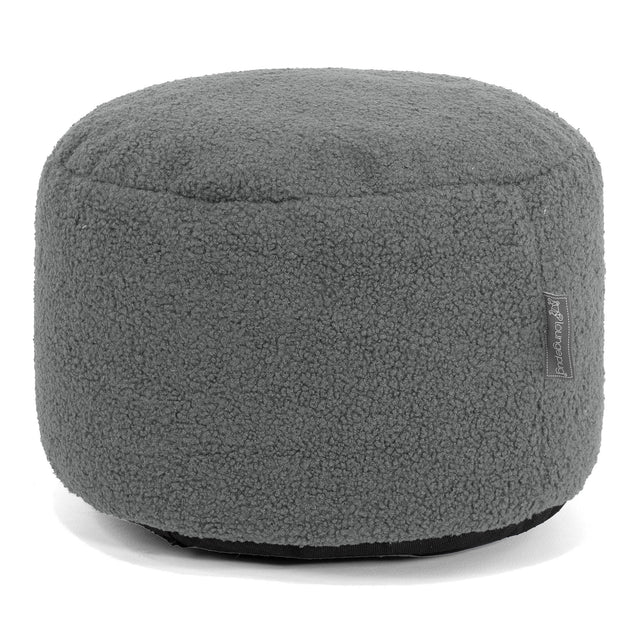 Liten Rund Fotskammel - Bouclé Grå 01
