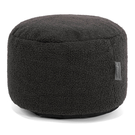 Liten Rund Fotskammel - Bouclé Grafitt 01