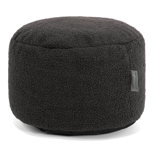 Liten Rund Fotskammel - Bouclé Grafitt 01