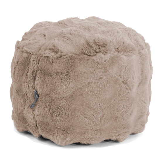 Liten Rund Fotskammel - Falsk Pels Boble Mink 01