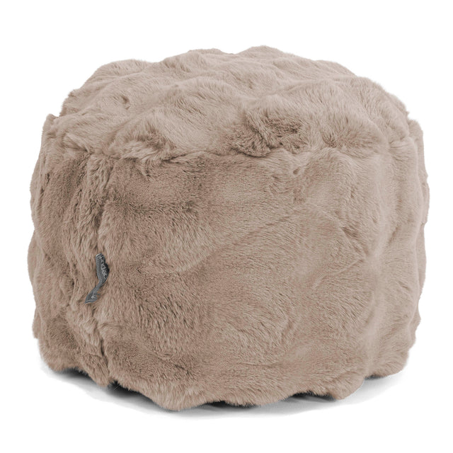 Liten Rund Fotskammel - Falsk Pels Boble Mink 01