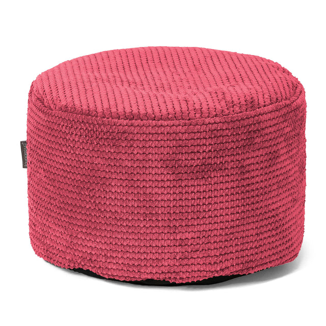 Liten Rund Fotskammel - Pom-pom Pastellrød 01