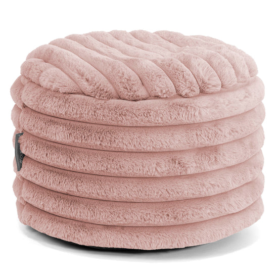 Liten Rund Fotskammel - Ultrabehagelig Kord Støvete Rosa 01