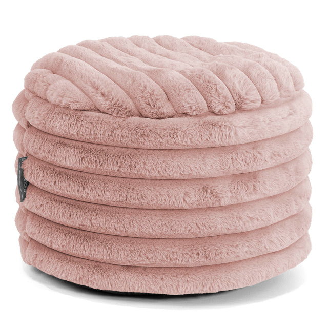 Liten Rund Fotskammel - Ultrabehagelig Kord Støvete Rosa 01
