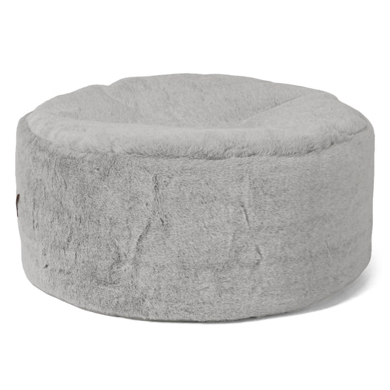 Ottoman Puff med Serveringsbrett - Kanin-fuskepels Lysegrå - 02