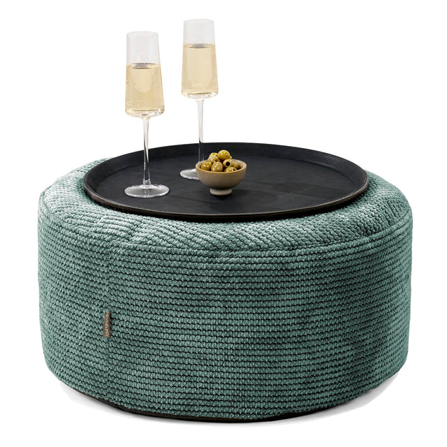 Ottoman Puff med Serveringsbrett - Pom-pom Mosegrønn - 01