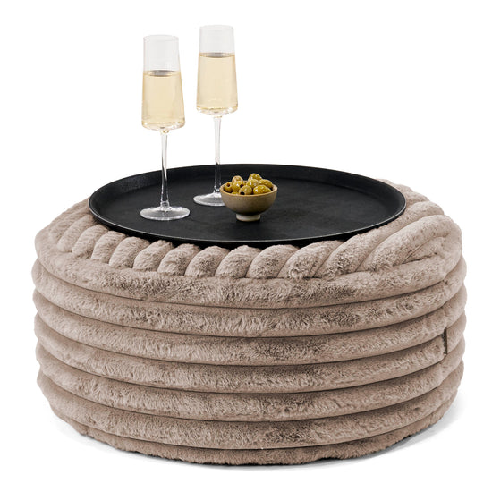 Ottoman Puff med Serveringsbrett - Ultrabehagelig Kord Mink - 01