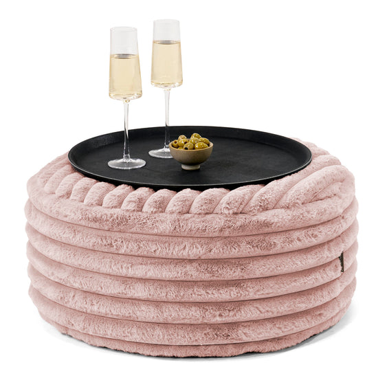 Ottoman Puff med Serveringsbrett - Ultrabehagelig Kord Støvete Rosa - 01