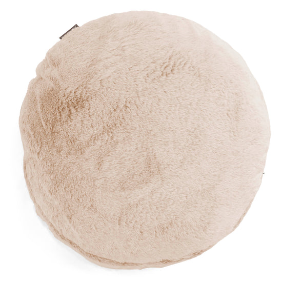 Rund Putetrekk 50cm - Kanin-fuskepels Hvit 01