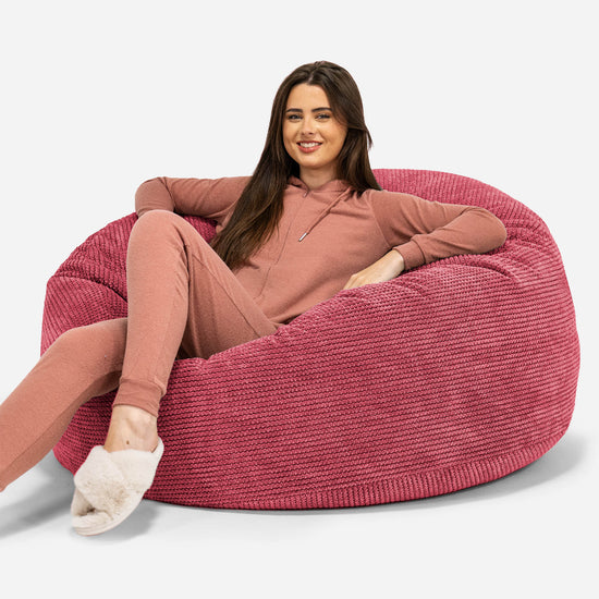 Saccosekk Sofa 'Mammut' - Pom-pom Pastellrød 01