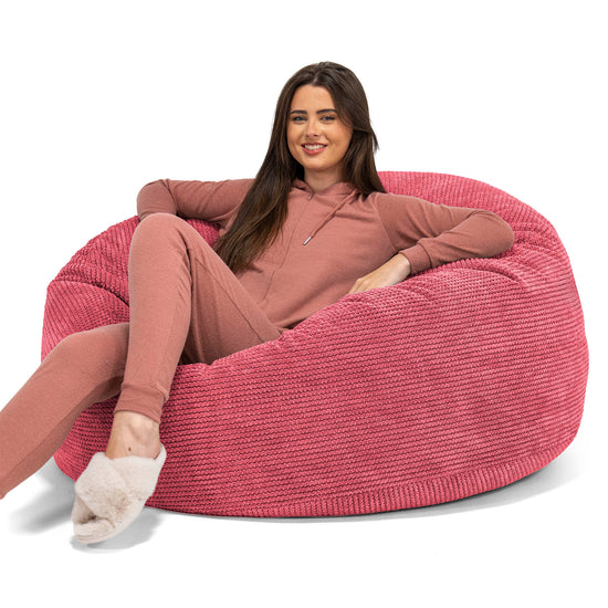 Saccosekk Sofa 'Mammut' - Pom-pom Pastellrød 01