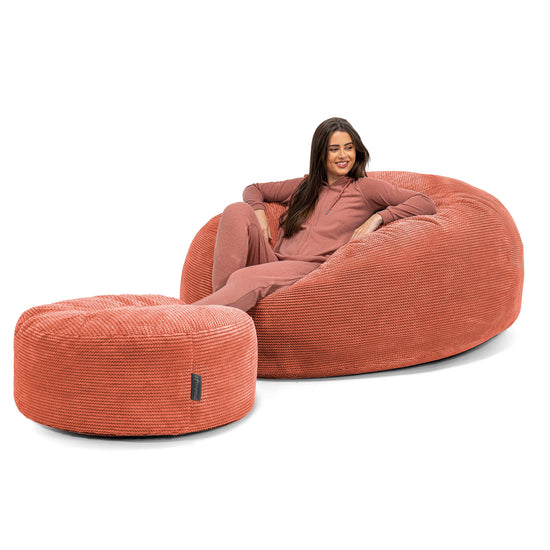 Sakkosekk Sofa 'Mega-Mammut' - Pom-pom Gresskaroransje 02