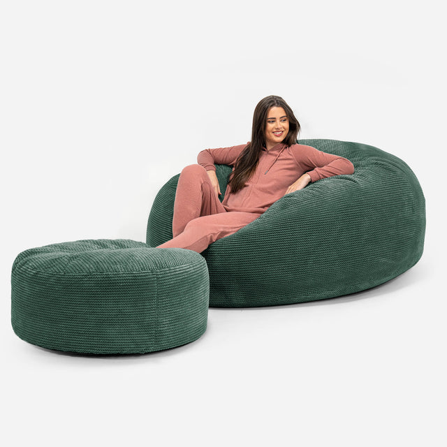 Sakkosekk Sofa 'Mega-Mammut' - Pom-pom Mosegrønn 02