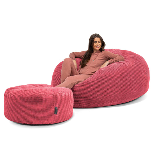 Sakkosekk Sofa 'Mega-Mammut' - Pom-pom Pastellrød 02