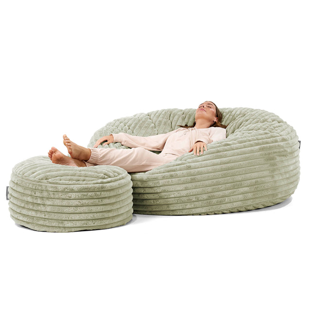 Sakkosekk Sofa 'Mega-Mammut' - Ultrabehagelig Kord Salviegrønn