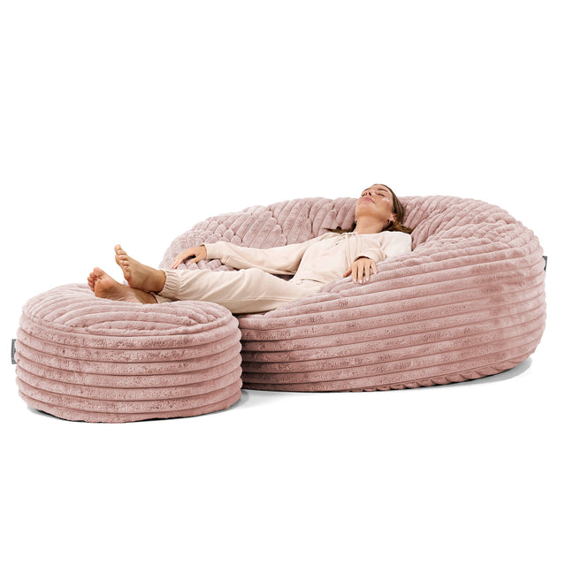 Sakkosekk Sofa 'Mega-Mammut' - Ultrabehagelig Kord Støvete Rosa