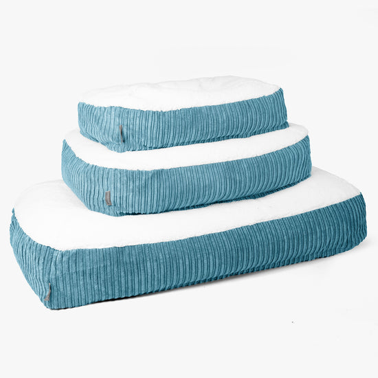 Sloucher Medium-hundeseng - Sherpa & Kordfløyel Turkis 02